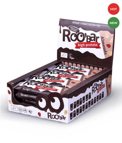 BARRITA PROTEINA ALMENDRA COBERTURA CHOCOLATE VEG - BIO 40g - Roobar