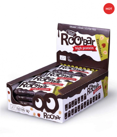 BARRITA PROTEINA AVELLANA COBERTURA CHOCOLATE VEG 40g - Roobar
