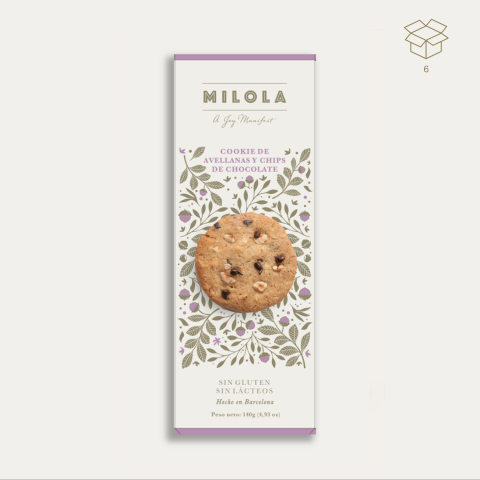 COOKIES AVELLANAS & CHIPS CHOCOLATE Caja 9u x 16g  VEGETARIANA -  MiLola 6*